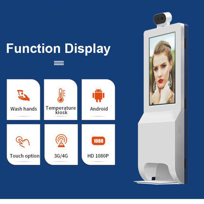 Affichage de la publicité de TFT LCD Digital avec le distributeur d'aseptisant de main et la température thermique vérifiant le kiosque