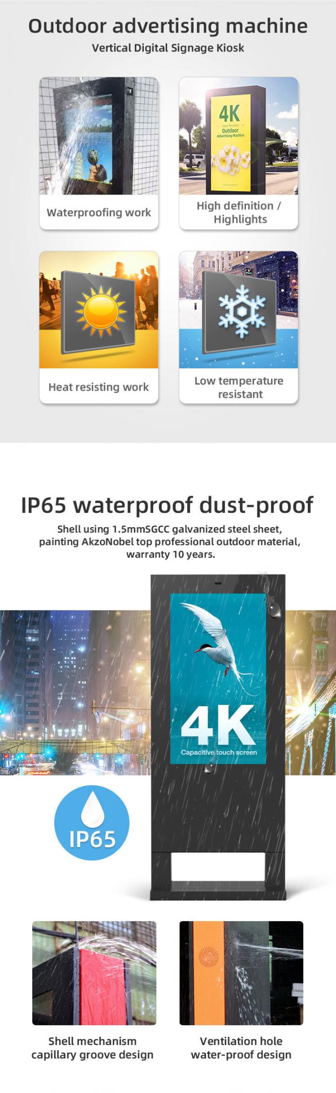 plancher de 4K HD tenant l'écran numérique de publicité extérieure de panneau d'affichage de signage d'affichage à cristaux liquides