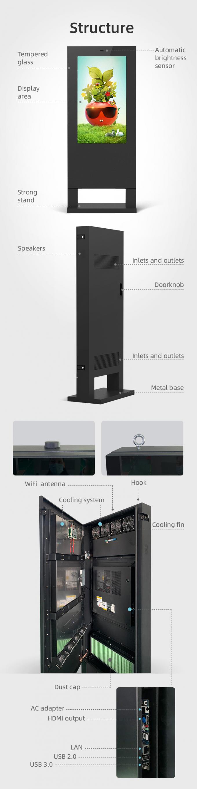 plancher de 4K HD tenant l'écran numérique de publicité extérieure de panneau d'affichage de signage d'affichage à cristaux liquides